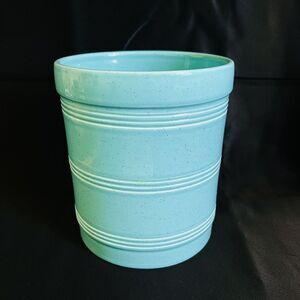 Large Turquoise Kitchen Utensil Holder Cottage Planter Vase Portugal BEAUTIFUL